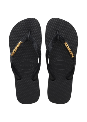 Women's Top Logo Metallic Flip Flops